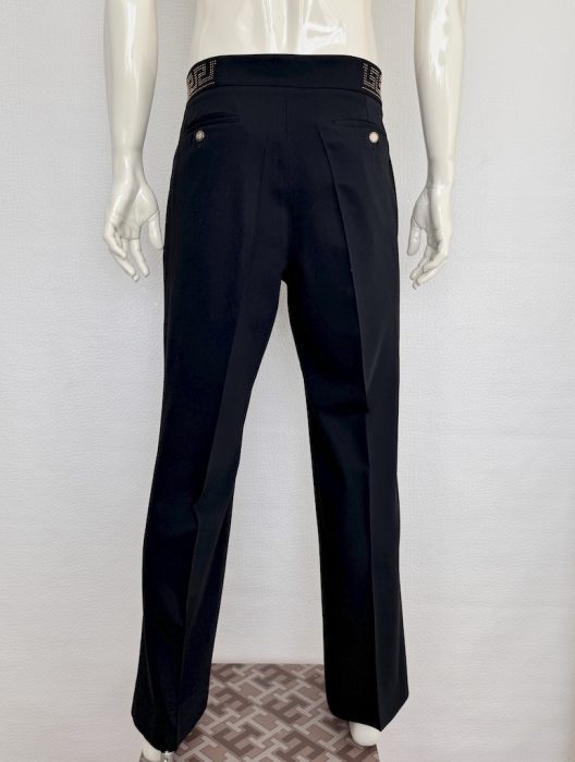 Versace black wool pants-embellished with metallic details