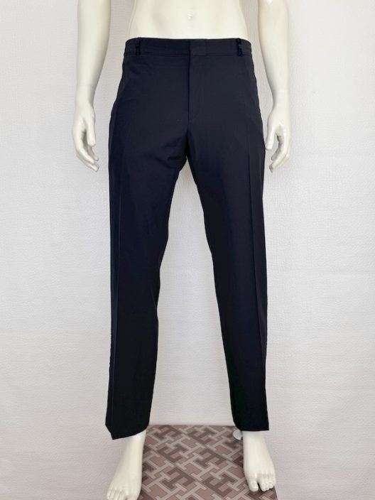 Versace black wool pants-embellished with velvet details