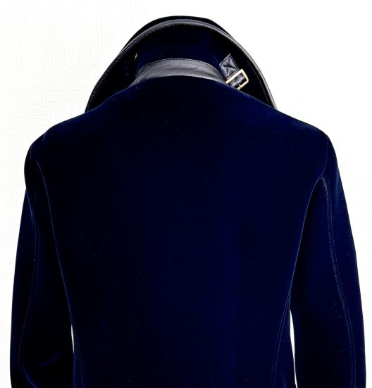 Giorgio Armani Runway Velvet-Neoprene Jacket with Leather Details