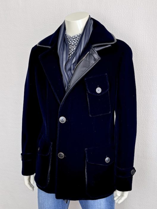 Giorgio Armani Runway Velvet-Neoprene Jacket with Leather Details