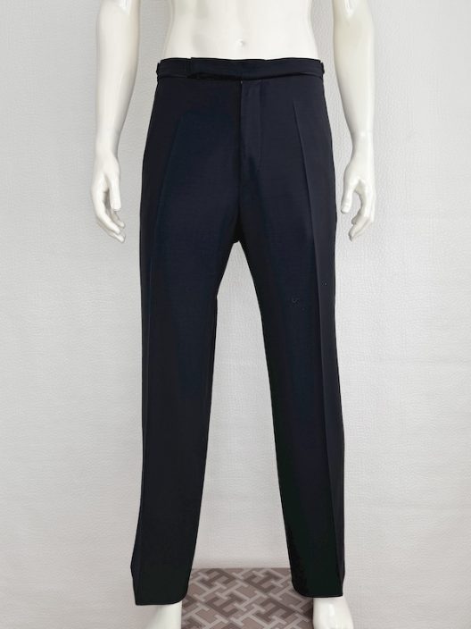 Gianni Versace black wool pants, velvet details