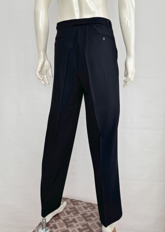 Gianni Versace black wool pants, velvet details