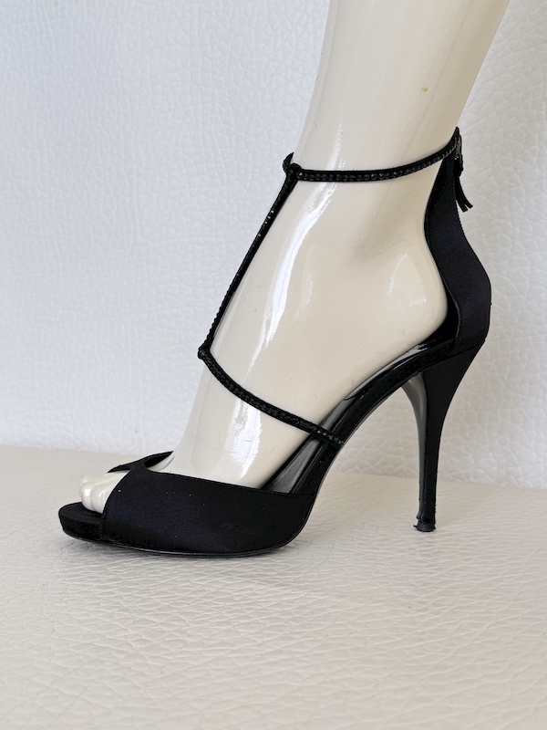 Giorgio Armani Rhinestone Satin High Heel Shoes