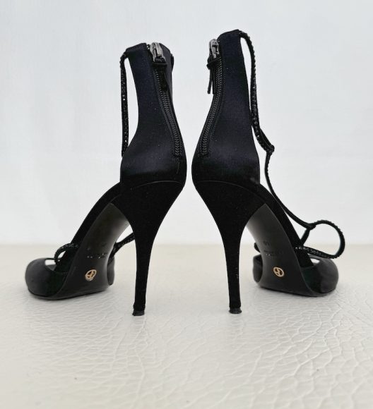 Giorgio Armani Rhinestone Satin High Heel Shoes