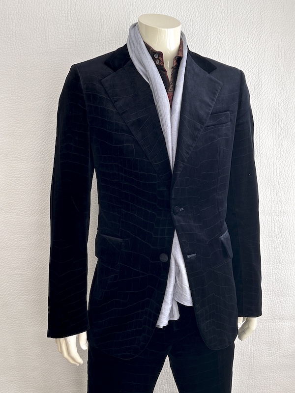 RARE Roberto Cavalli Crocodile Print Velvet Suit