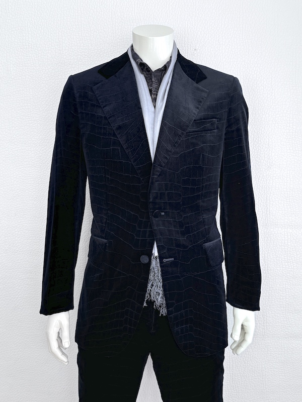 RARE Roberto Cavalli Crocodile Print Velvet Suit