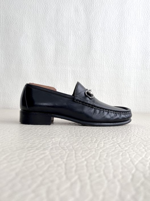 Men's GUCCI 'Horsebit' Black Leather Loafers Size IT-EU 42