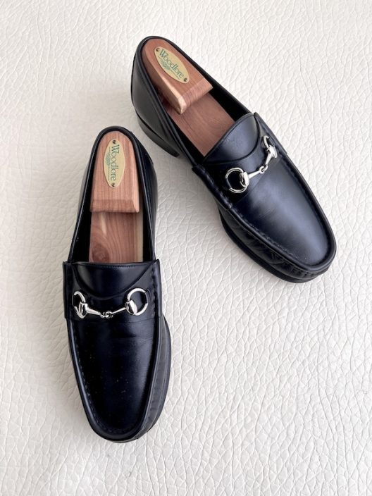 Men's GUCCI 'Horsebit' Black Leather Loafers Size IT-EU 42