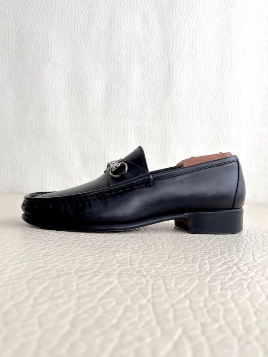 Men's GUCCI 'Horsebit' Black Leather Loafers Size IT-EU 42