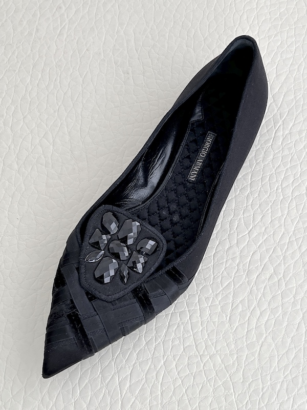 Giorgio Armani Satin Flat Shoe With Rhinestones