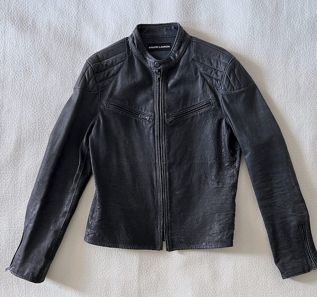 $2495 Ralph Lauren black label Distressed Moto Lambskin Leather Jacket