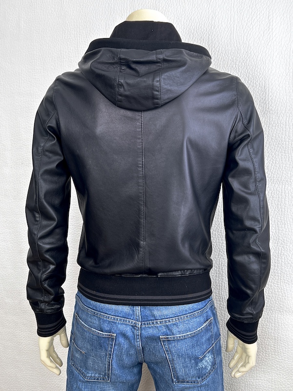 Dolce & Gabbana Black Leather Bomber Jacket