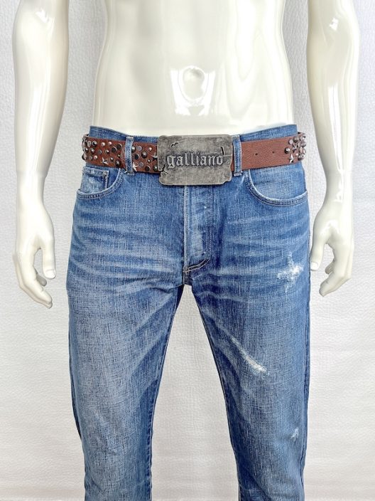 RARE John Galliano Wide Belt Embellished With Metallic Details