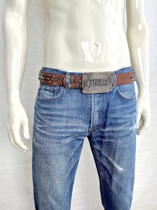 RARE John Galliano Wide Belt Embellished With Metallic Details