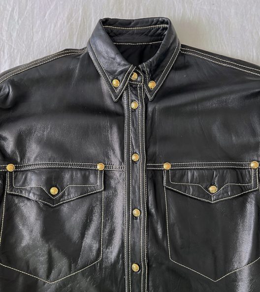 VTG Gianni Versace Black Leather Shirt F/W 92-93