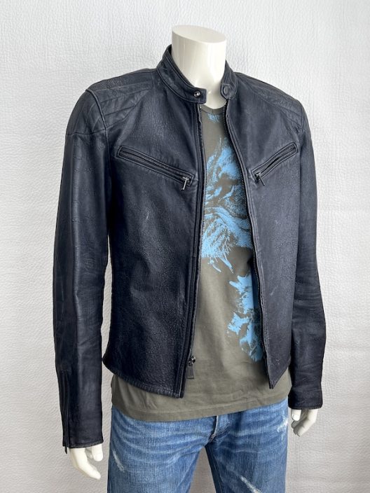 $2495 Ralph Lauren black label Distressed Moto Lambskin Leather Jacket