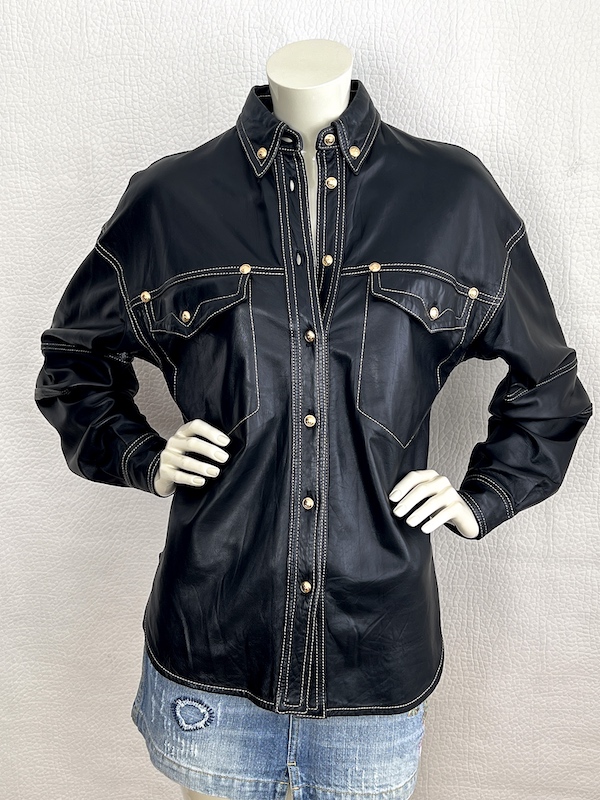 VTG Gianni Versace Black Leather Shirt F/W 92-93