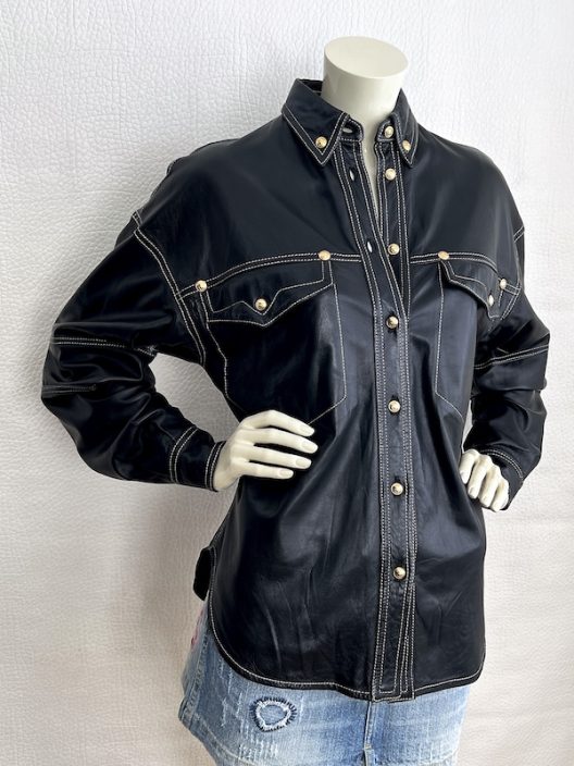 VTG Gianni Versace Black Leather Shirt F/W 92-93