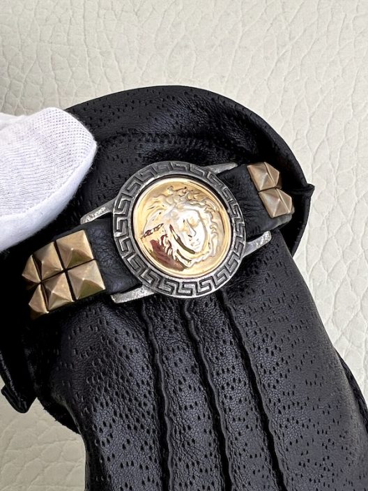 RARE Gianni Versace Leather Gloves - Gold Jellyfish Details