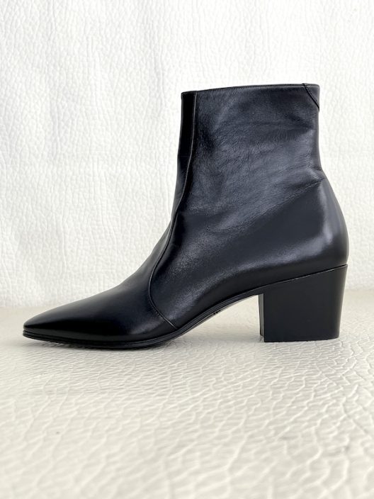 NWT YSL Saint Laurent Black Leather Vassili Boots 60mm