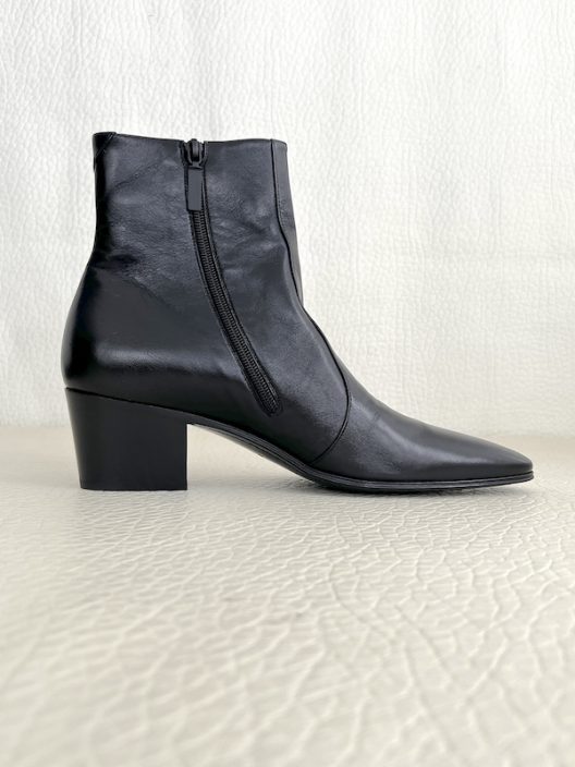 NWT YSL Saint Laurent Black Leather Vassili Boots 60mm